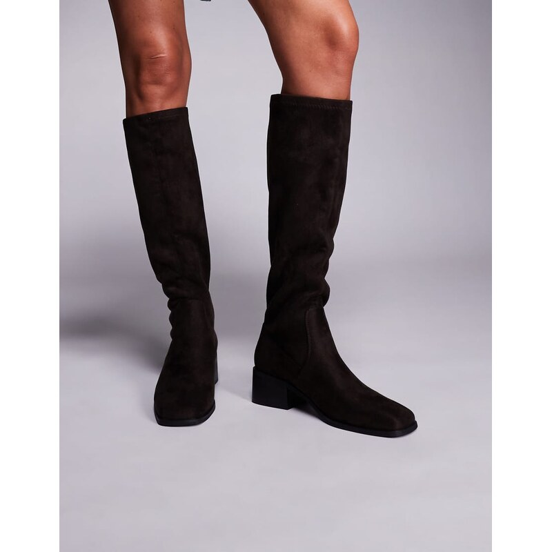 SIMMI Shoes Simmi London Xander smart knee boots in brown faux