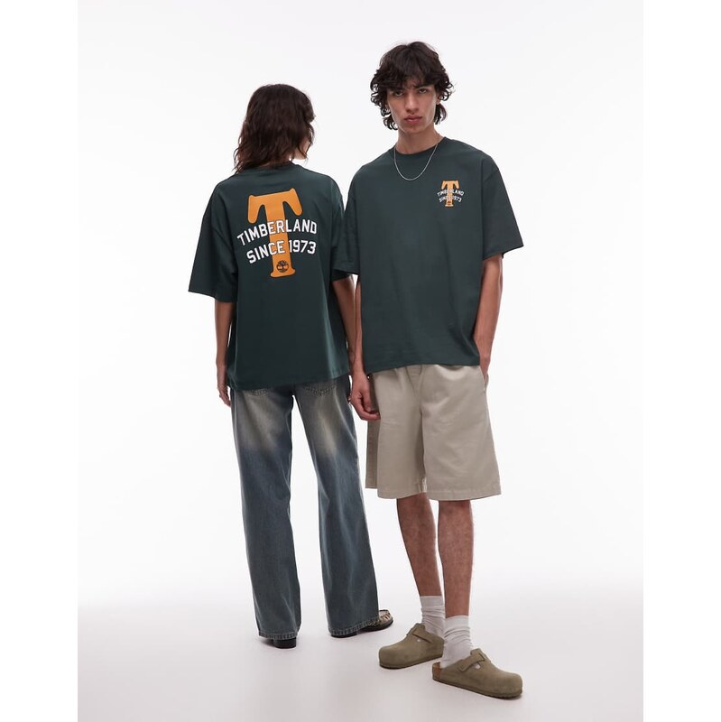 Timberland Big T backprint oversized t-shirt in dark green 108323147