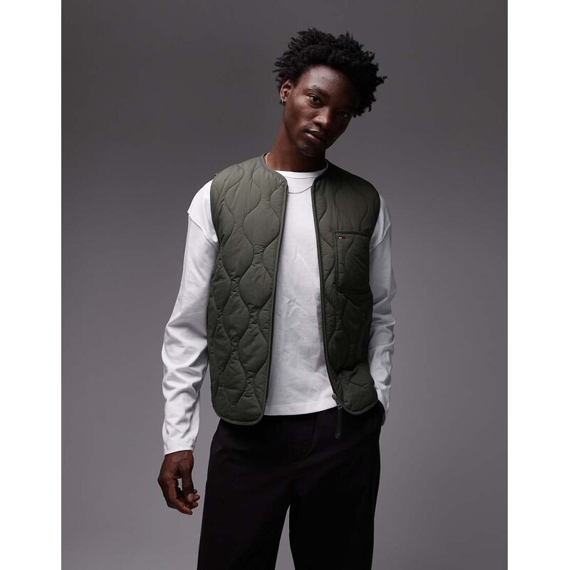 Tommy Jeans quilted gilet in khaki green