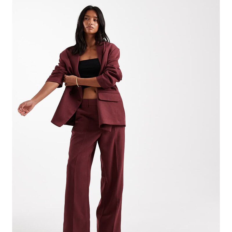 Vero Moda Petite tailored herringbone wide leg co-ord trousers in 108323198