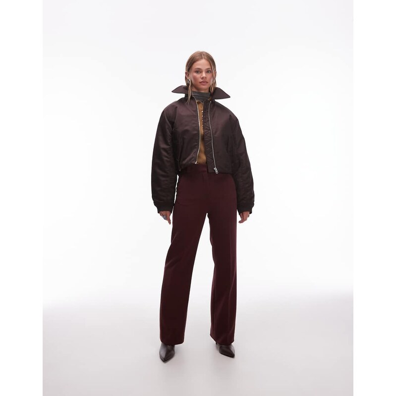 & Other Stories tailored flared trousers in burgundy