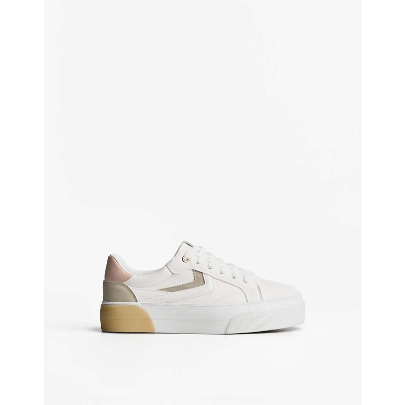 Bershka Contrast trainers in white
