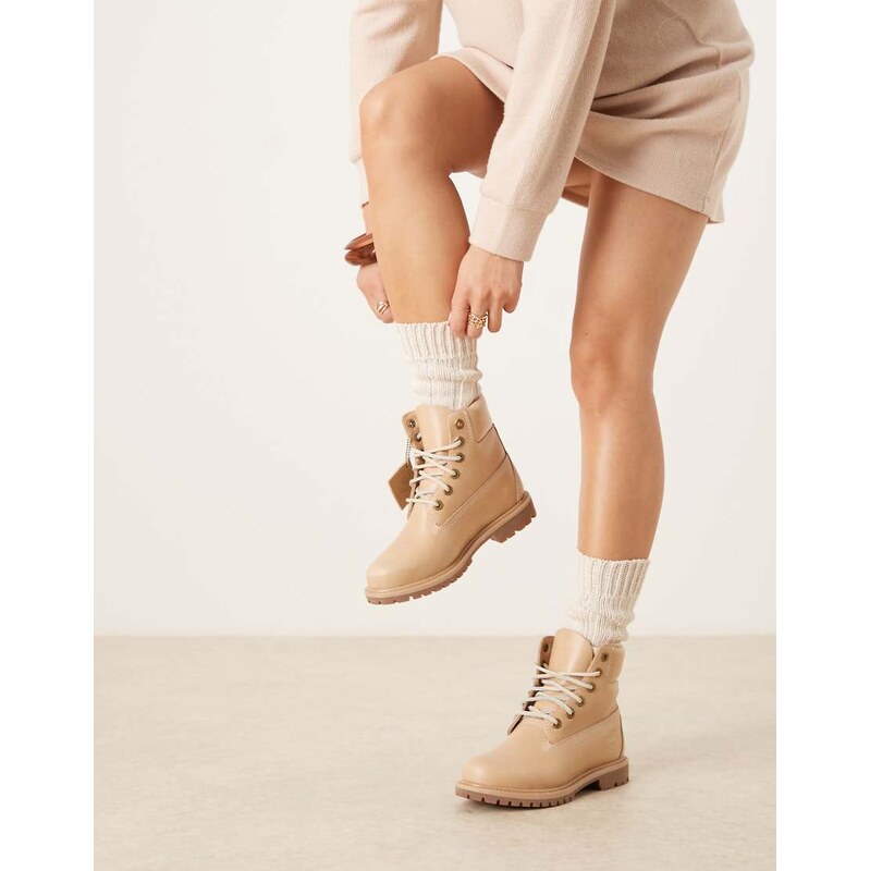 Timberland premium 6 inch boots in mid beige leather-Neutral 108323339