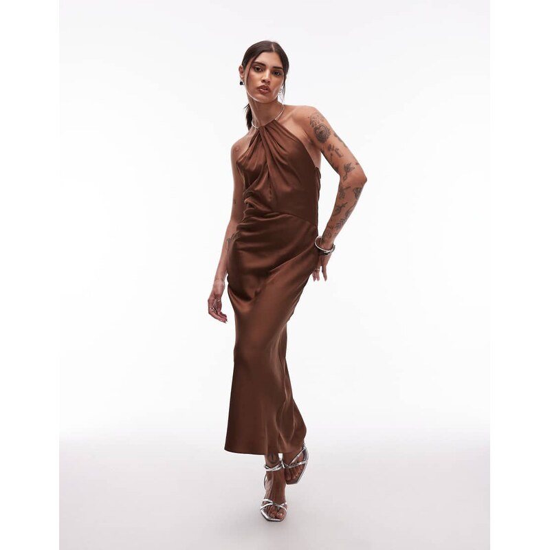 & Other Stories maxi dress with metal halter neck detail and low back 108328383