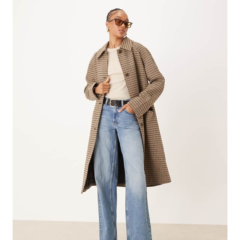 ASOS Tall ASOS DESIGN Tall quilt lined mid length coat in heritage 108553505