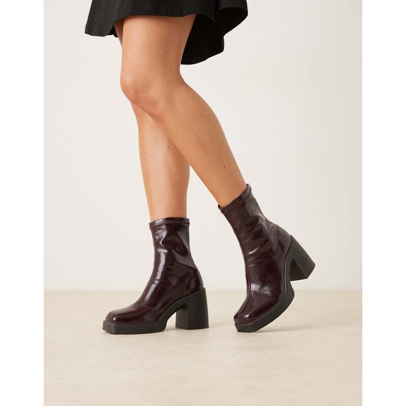 ASOS DESIGN Edison square toe chunky heeled sock boots in