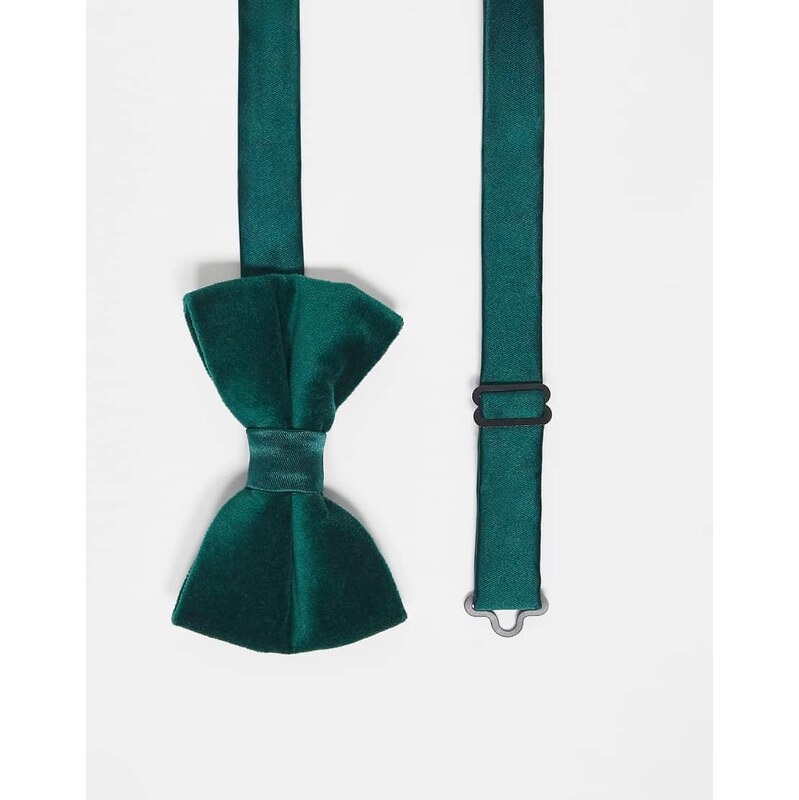 ASOS DESIGN velvet bow tie in green