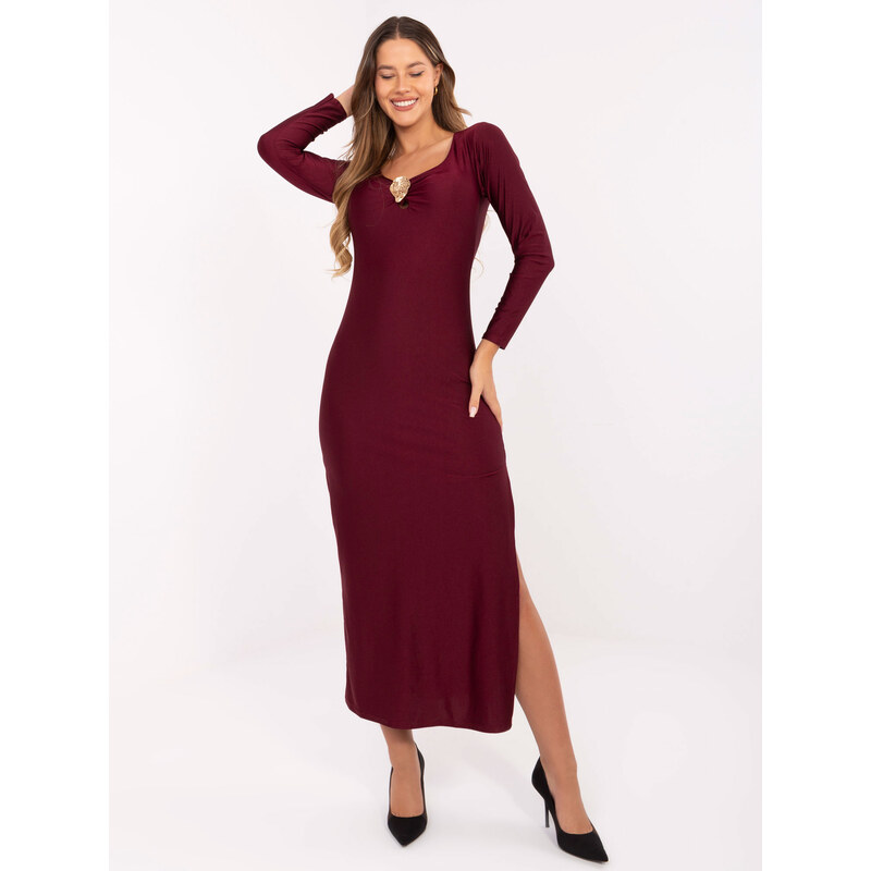 Italy Moda Dress-IT-SK-21619.97-burgundy