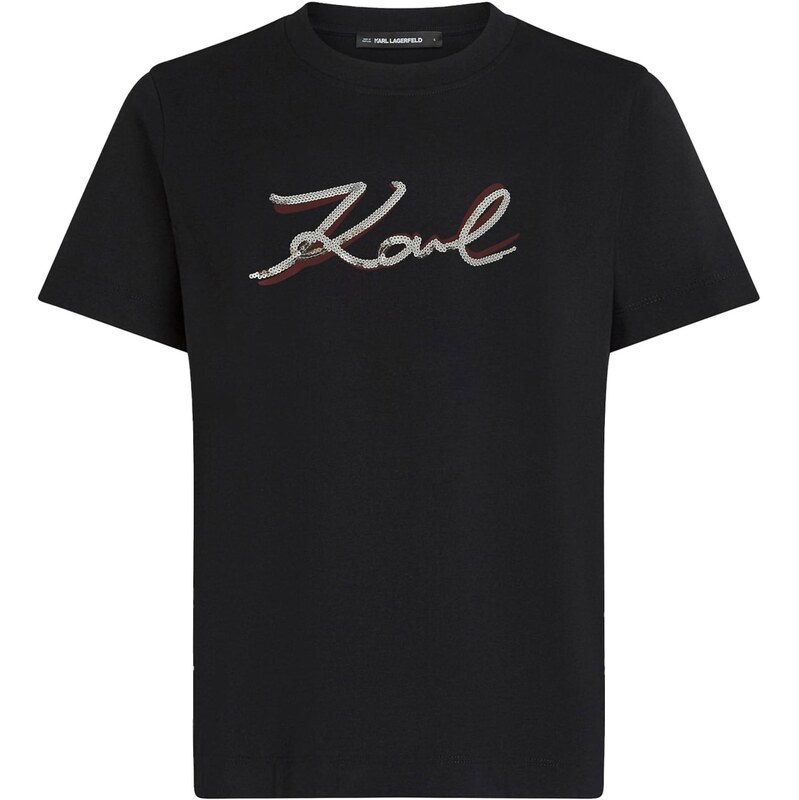 Karl Lagerfeld Tričko burgundská červeň / černá / stříbrná