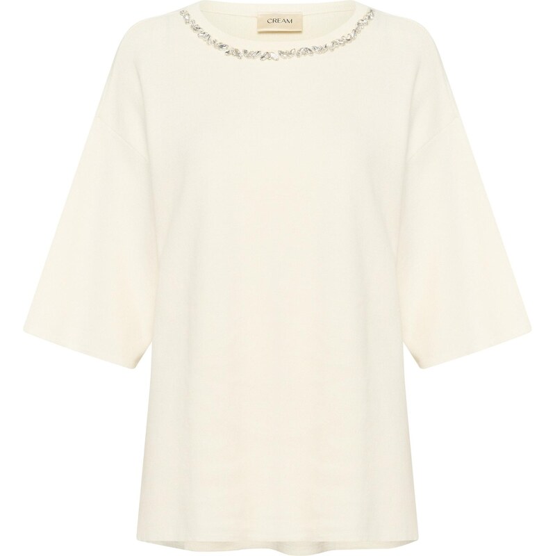 Cream Svetr průhledná / barva vaječné skořápky 108604646