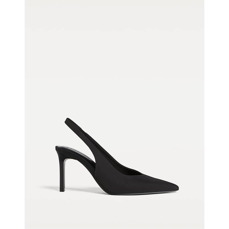 Stradivarius High-heel slingback in black in black