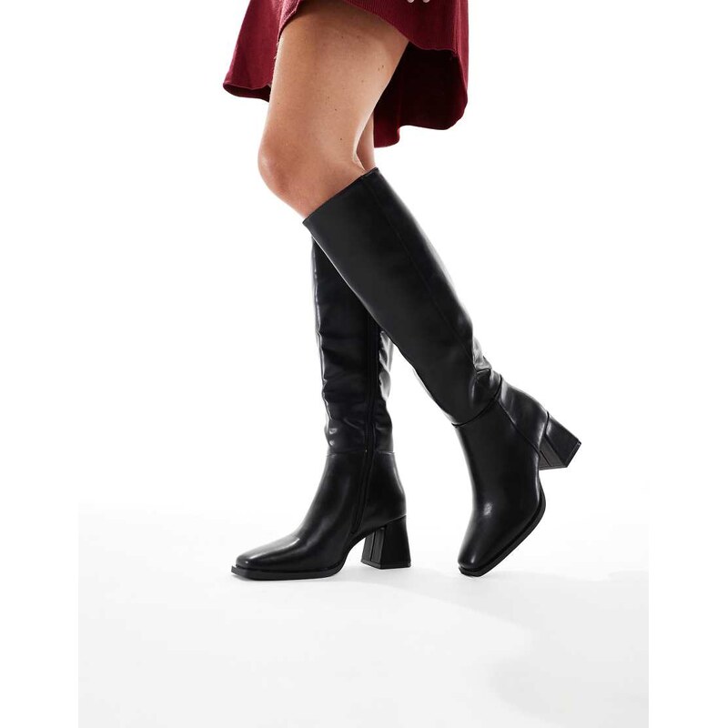 SEQWL Fisher block heel knee boots in black 111124207