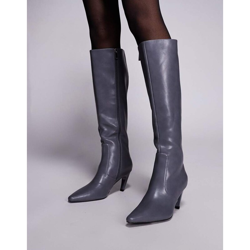 SIMMI Shoes Simmi Lapis heeled knee boots in GREY PU 108328502