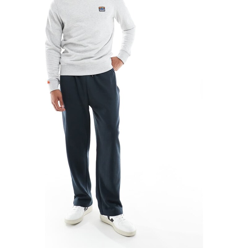 Brave Soul wide leg joggers with drawcord waist in navy