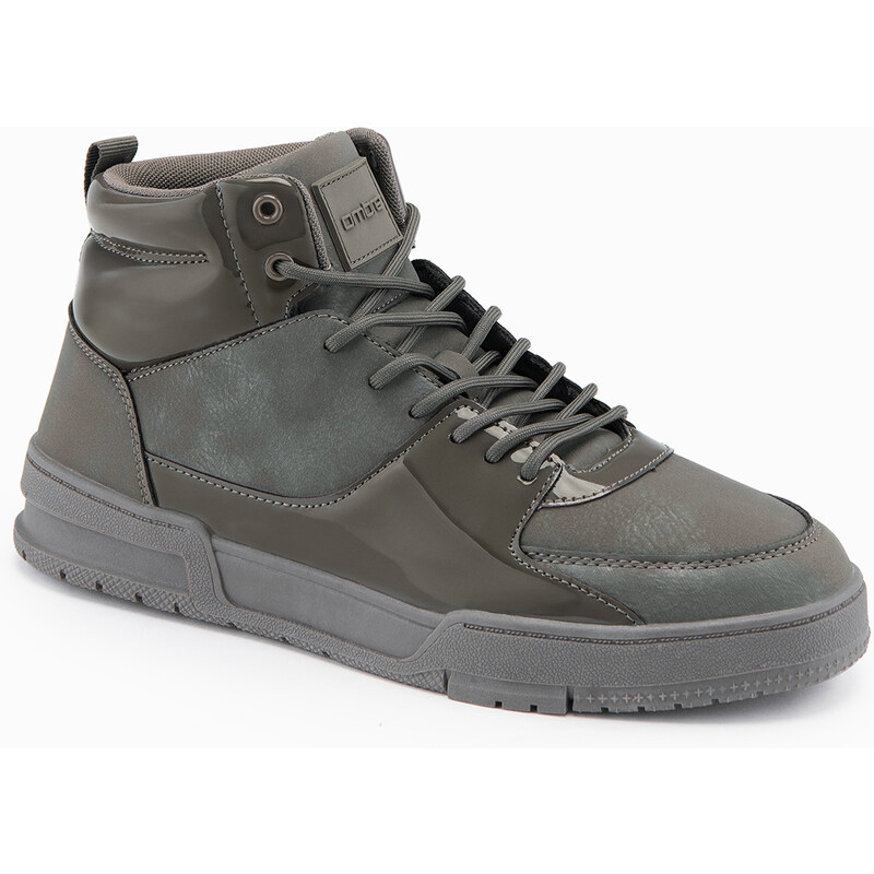 Ombre Mens high boots sneakers with shiny elements - brown
