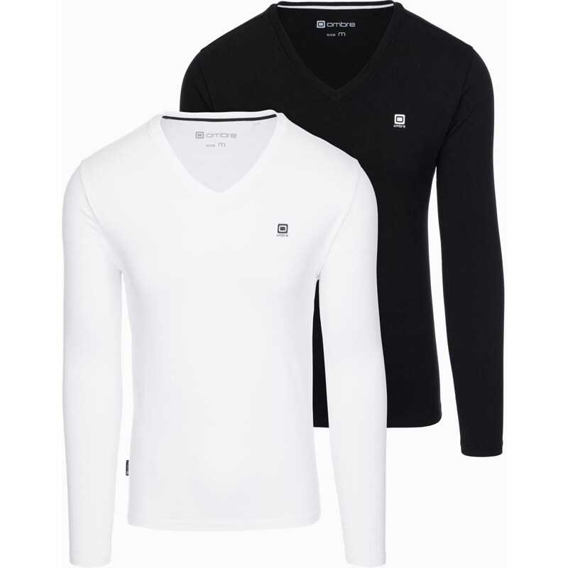 Ombre Set of mens SLIM FIT longsleeves with V neckline and logo