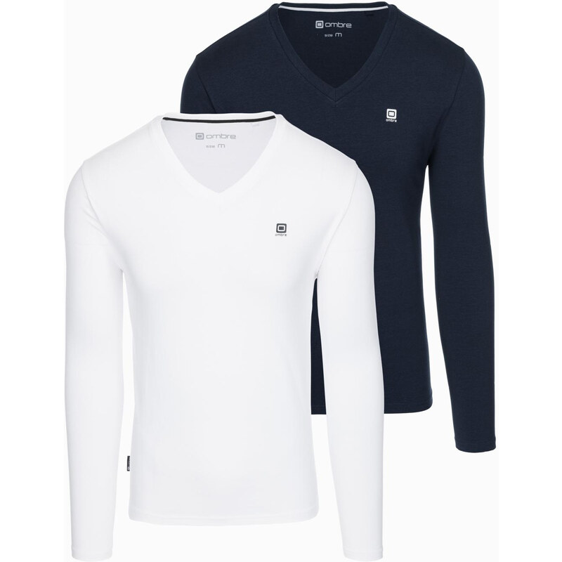 Ombre Set of mens SLIM FIT longsleeves with V neckline and logo