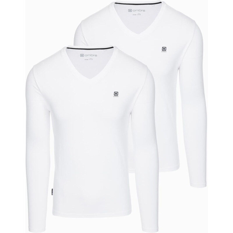 Ombre Set of mens SLIM FIT longsleeves with V-neck and logo 2