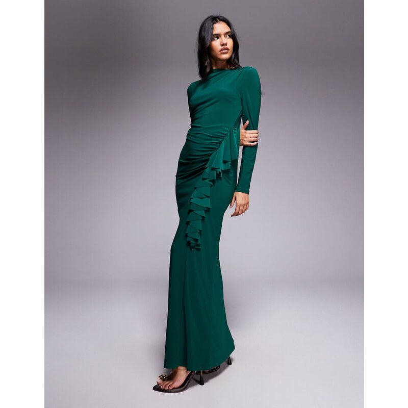 Daska exclusive high neck maxi dress in emerald green 108375267