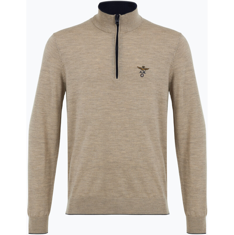 Pánský svetr Aeronautica Militare 1/2 Zip sand melange