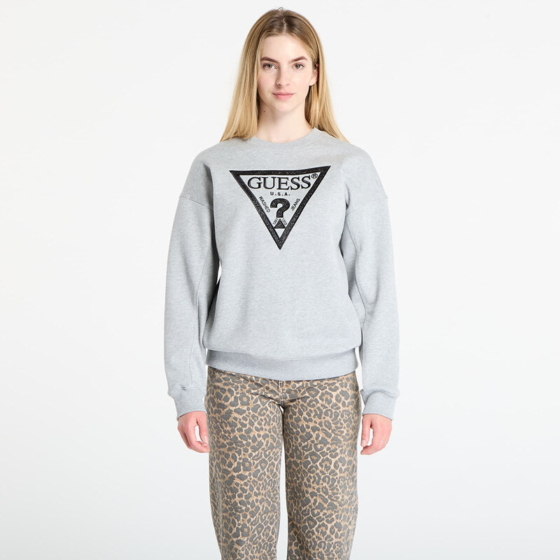 Mikina GUESS Ls Triangle Glitter Sweatshirt Grey S