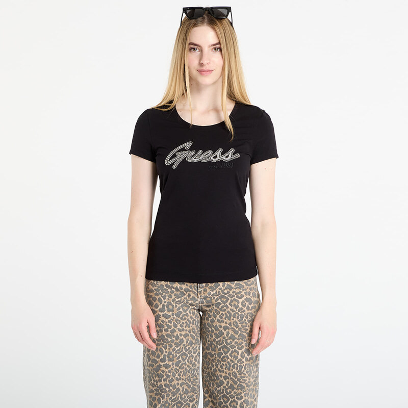 Tričko GUESS Ss Logo Hot Fix Tee Black L