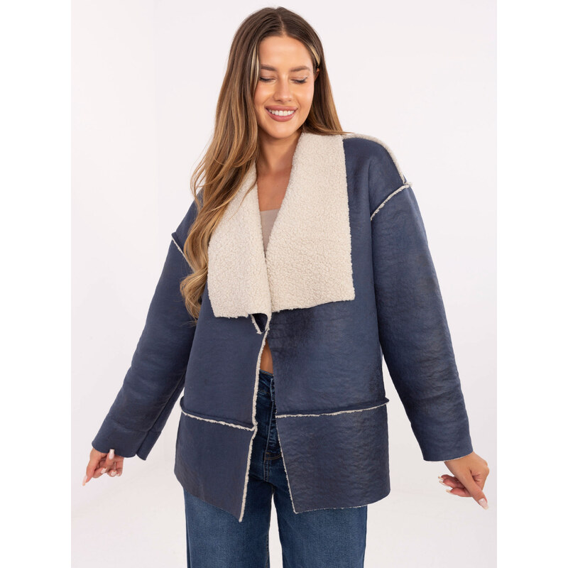 BASIC Tmavě modrá dámská přechodová bunda bez zapínání -navy 108444286
