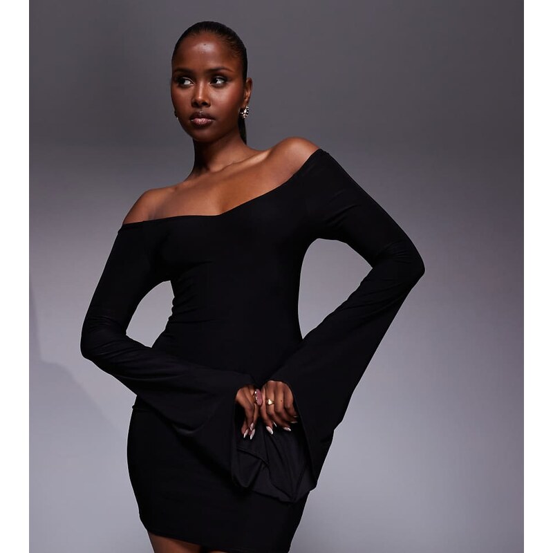 Kaiia exclusive double layered slinky off shoulder fluted drape sleeve 109446059