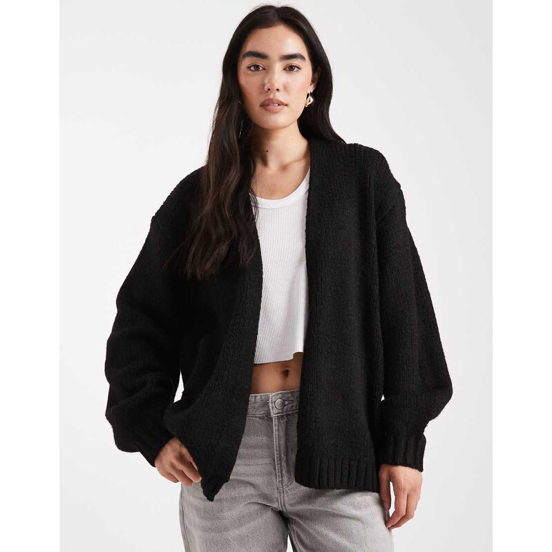 ASOS DESIGN chunky oversized edge to edge cardigan in black