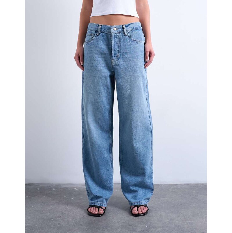Topshop Column mid rise low slung jean in bleach-Blue 108736505
