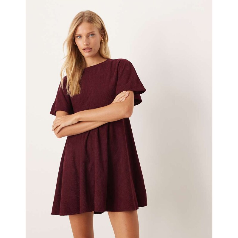 ASOS DESIGN cord t-shirt mini dress with stitching detail in