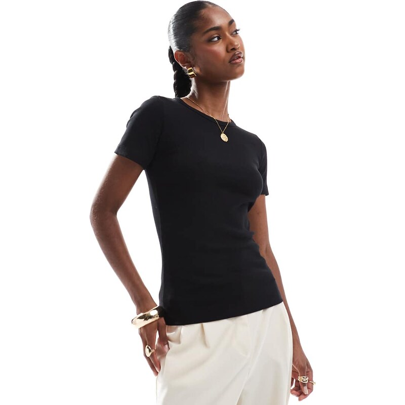 JJXX ribbed t-shirt in black 108348573