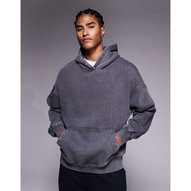 ADPT oversized hoodie with in dark grey washed