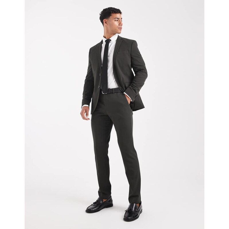 Jack & Jones super slim suit trouser in dark green