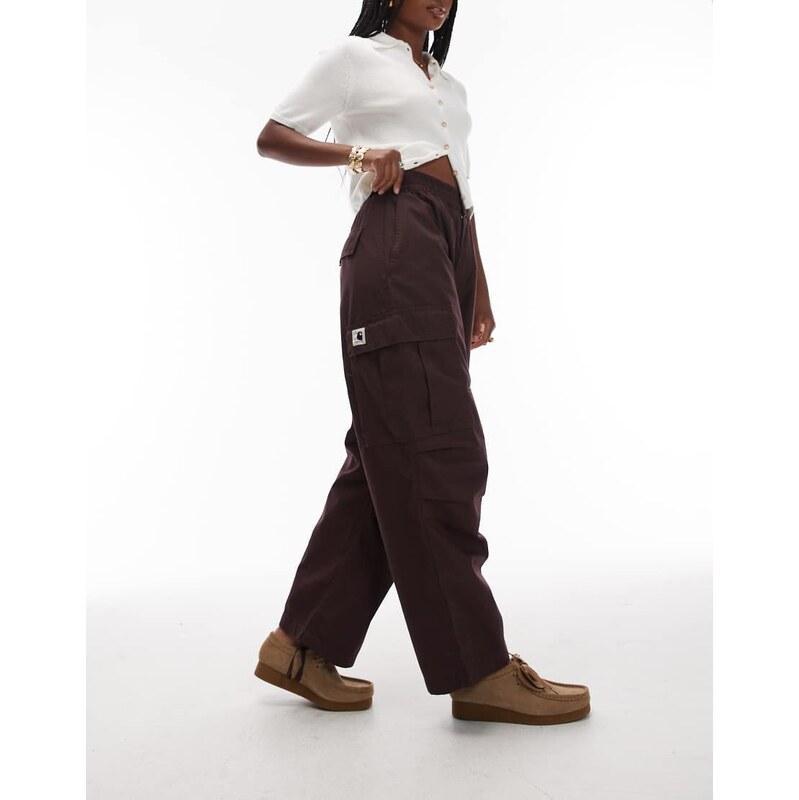 Carhartt WIP jet extra loose fit cargo trousers in brown 108348617
