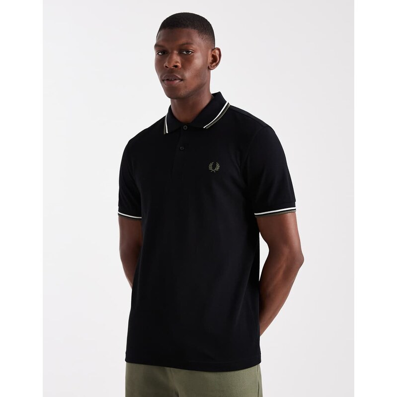 Fred Perry twin tipped polo shirt in black