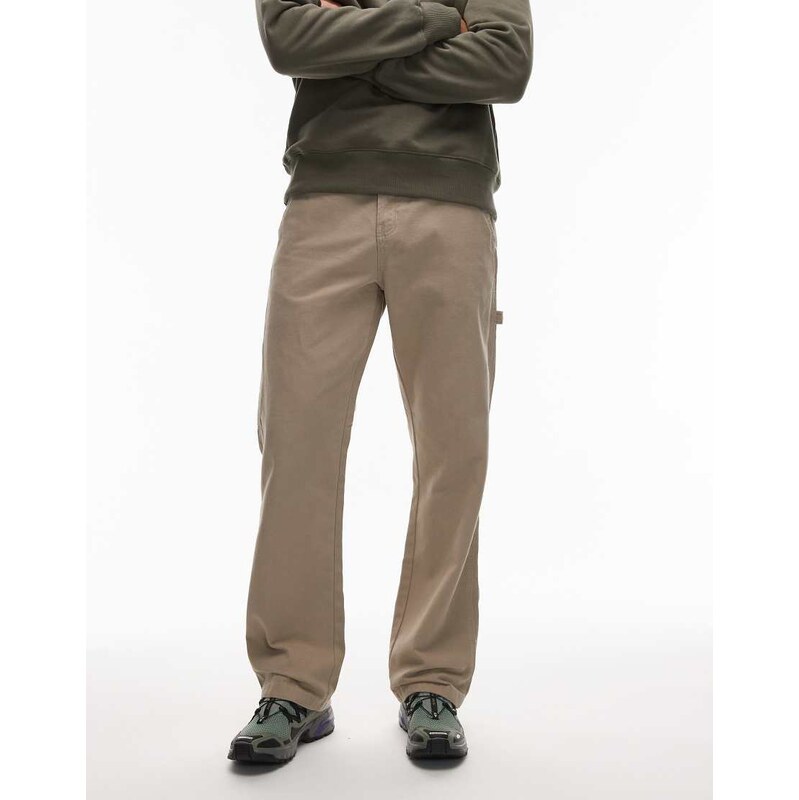 Dickies canvas carpenter trousers in light tan-Brown