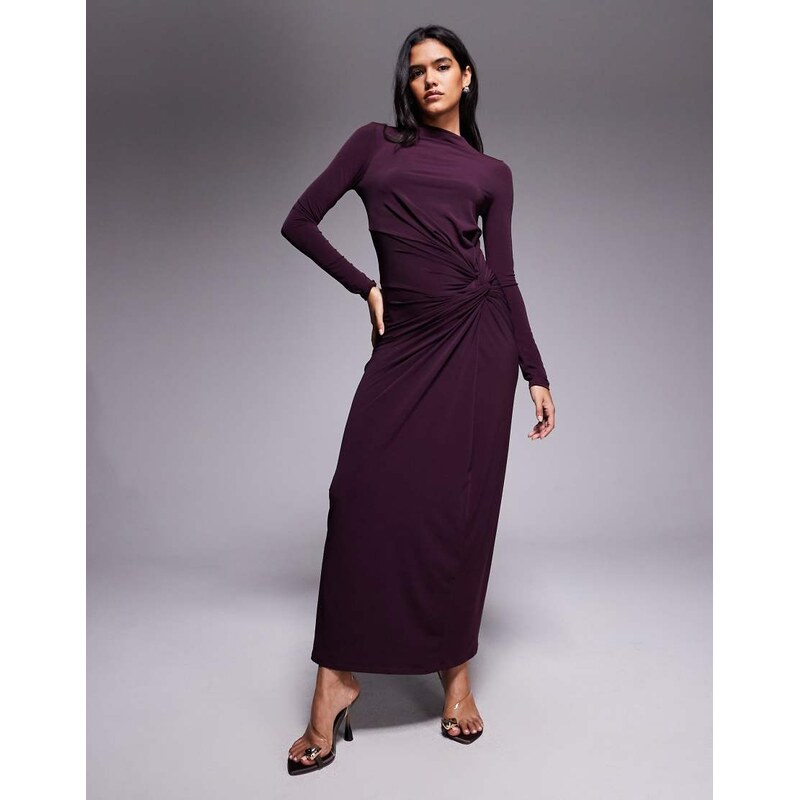 Daska exclusive high neck maxi dress in deep fig-Purple 115514772