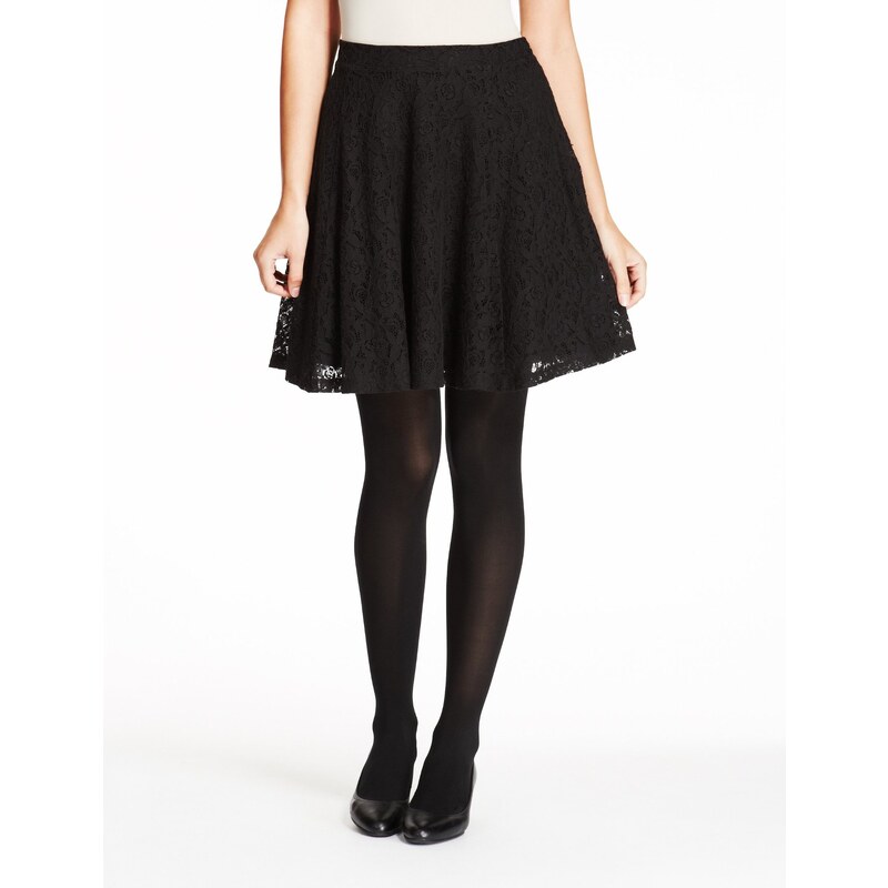 Marks and Spencer M&S Collection Cotton Rich Floral Lace Skater Mini Skirt