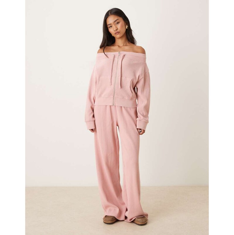 ASOS DESIGN waffle paperbag waist jogger in pink