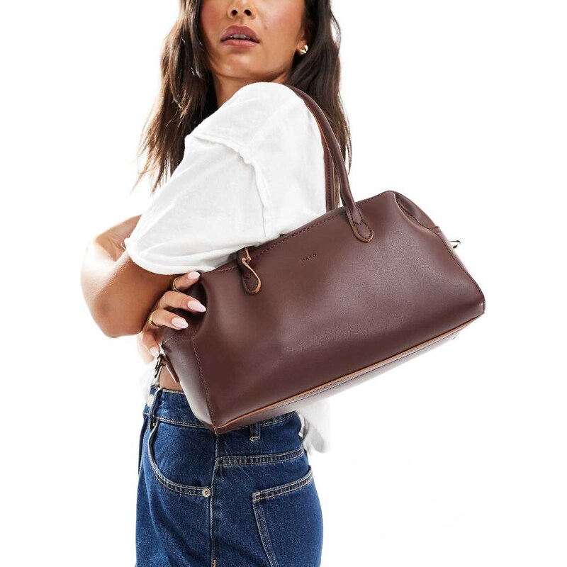 PASQ twin strap medium shoulder bag in brown 108354399