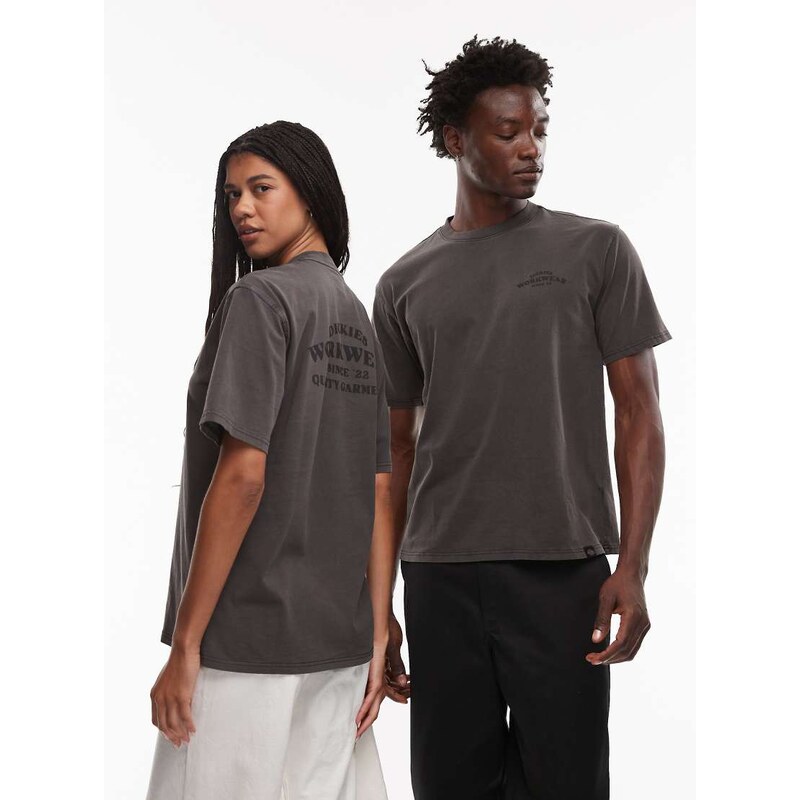 Dickies christiana t-shirt with large front tonal logo in washed black 112069450