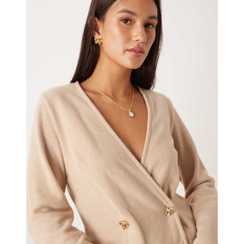 ASOS DESIGN Supersoft button detail long sleeve top co-ord in