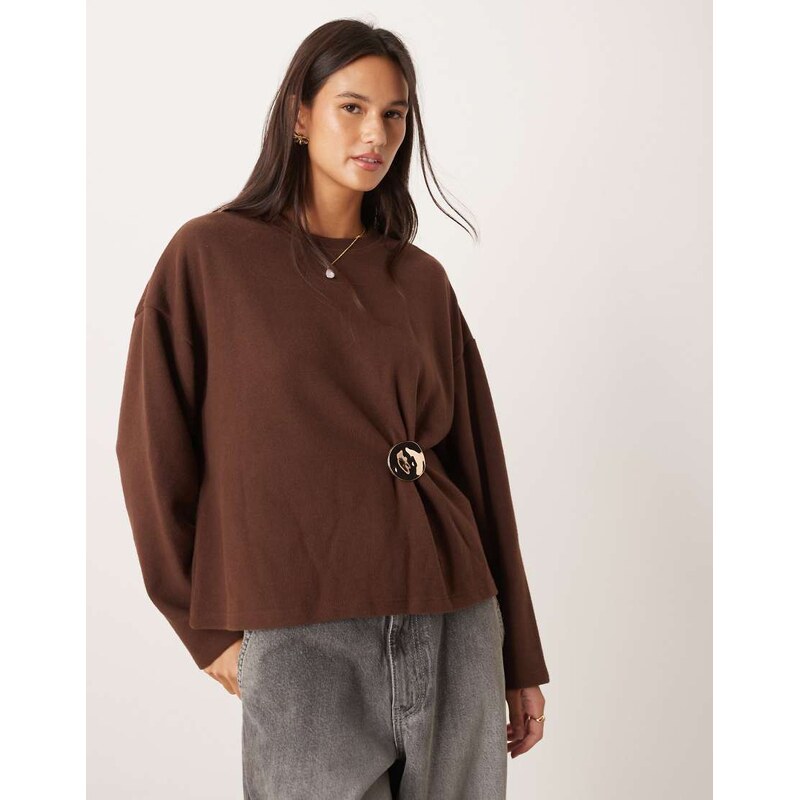 ASOS DESIGN Supersoft cinch hardware detail jumper in dark chocolate - 108354515