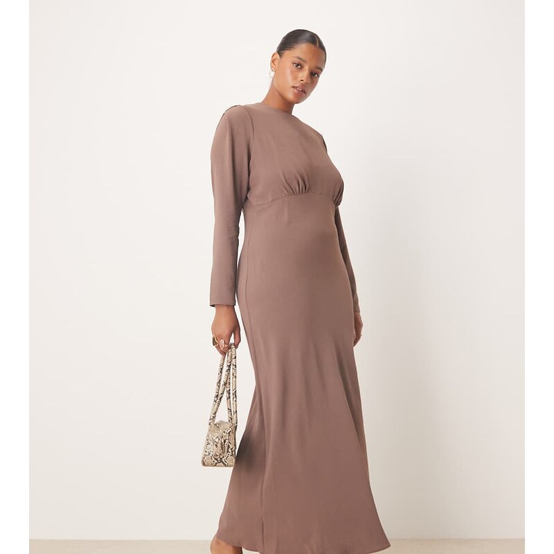 ASOS Curve ASOS DESIGN Curve satin slip bias bust detail maxi dress in 108354552
