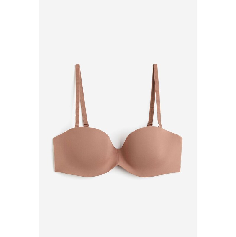 H&M - Vyztužená balkonetka z mikrovlákna - Tmavě Béžová