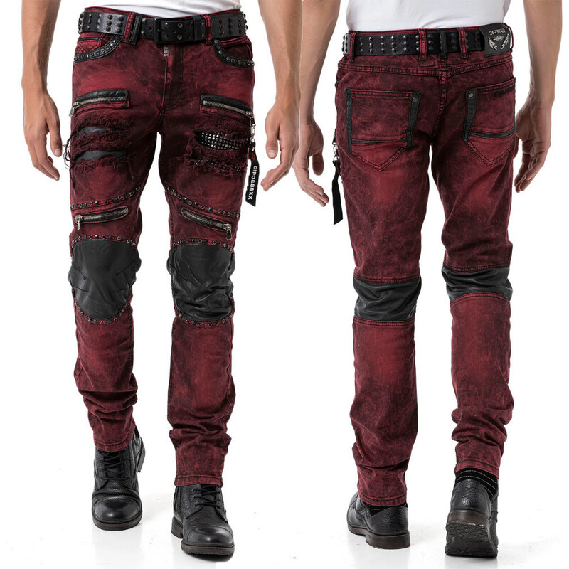 CIPO & BAXX kalhoty pánské CD481 L:32 slim fit nýty zipy