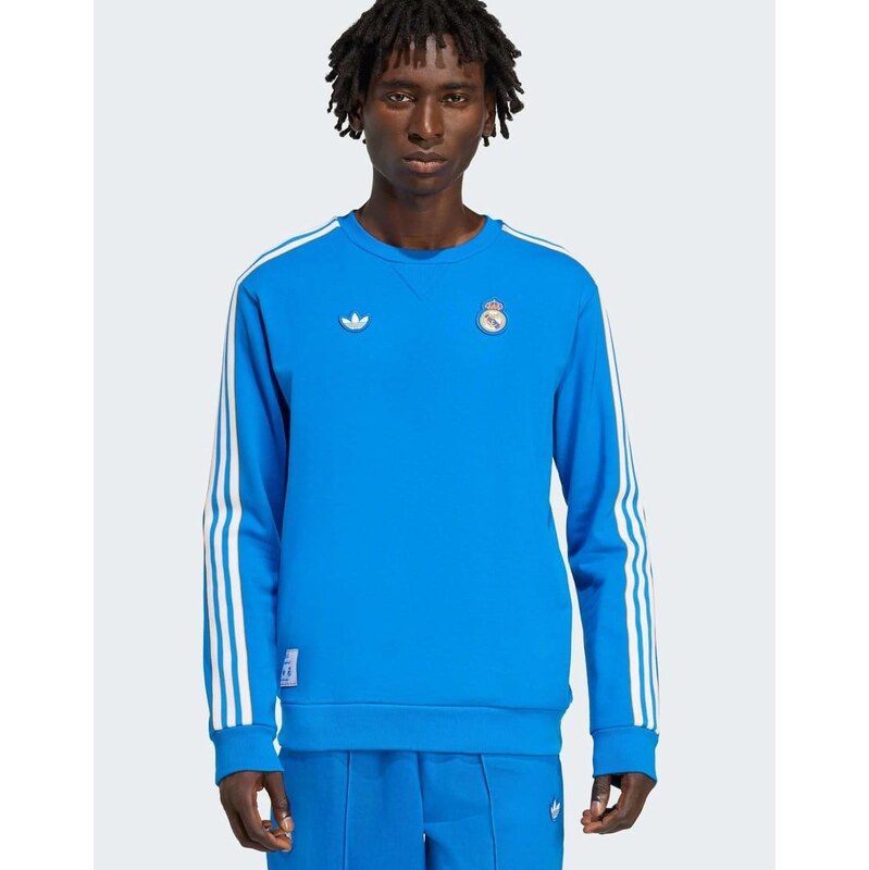 adidas Originals Real madrid terrace icons sweatshirt in blue bird / 115504325