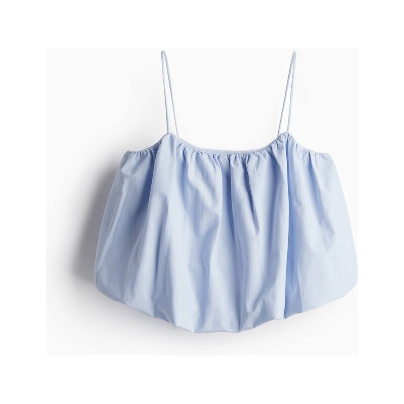 H&M - Top na ramínkas bublinovým lemem - Bleděmodrá