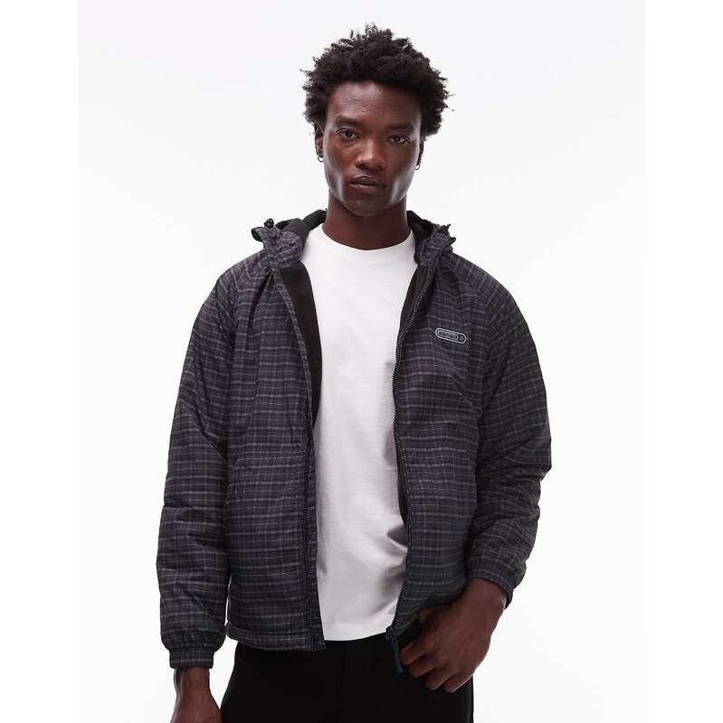 Element alder 2.0 checked tracksuit jacket in navy
